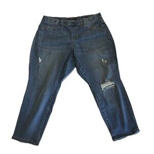 Judy Blue Distressed Blue Jeans Women’s 22W Boyfriend Fit High Rise Straight Leg